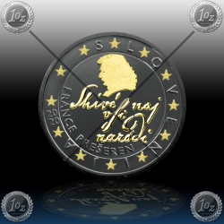 2 EVRO SLOVENIJA 2020 (FRANCE PREŠERN) Black Rhodium + 24k Gold